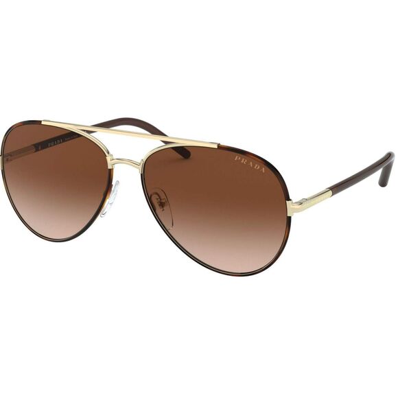 Prada PR 66XS 2AU6S1 Havana Metal Round Sunglasses Brown Gradient Lens - Picture 1 of 10
